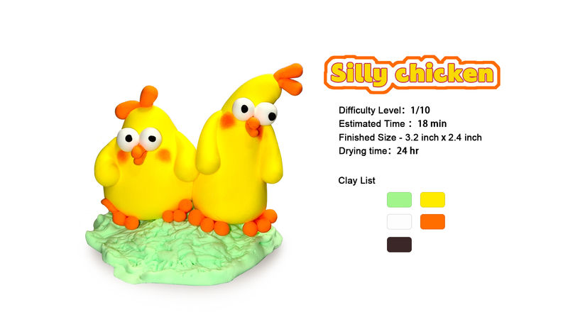 Silly chicken CoolorCat Air Dry Clay Step by Step Tutorial